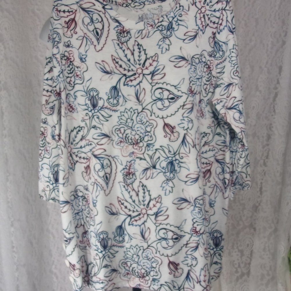 Croft and Barrow Knit  Top Tunic Shades of Blue Print  NWOT Size XL